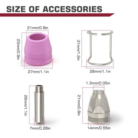 Plasma Cutter Torch Consumables Kit 24 Pcs For AG-60 AG-60P SG-55 WSD-60 Includes Nozzles.040 Inch size details