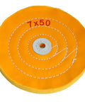 Top Tier Cotton Polishing Wheels Ten Piece Bundle Assorted Sizes Smaller Arbor Holes Compatible With Grinders Jewelry Wood Metal For Killer Slick Mirror Shine - 7x50 cotton buffing wheel with metal arbor hole.