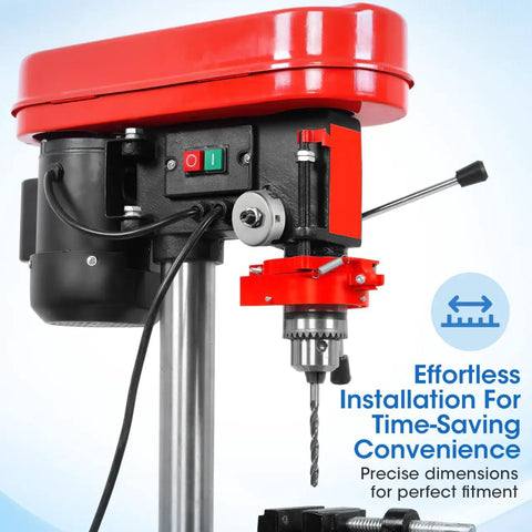 Close-up of a drill press with Drill Press Return Spring Set For Quill Coil Assembly Bench Drill Press Replacement Part shown in detail.
