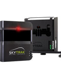 Metal Protective Case For SkyTrak Launch Monitor And Golf Simulator, Black, Rugged Shield, shown with SkyTrak device