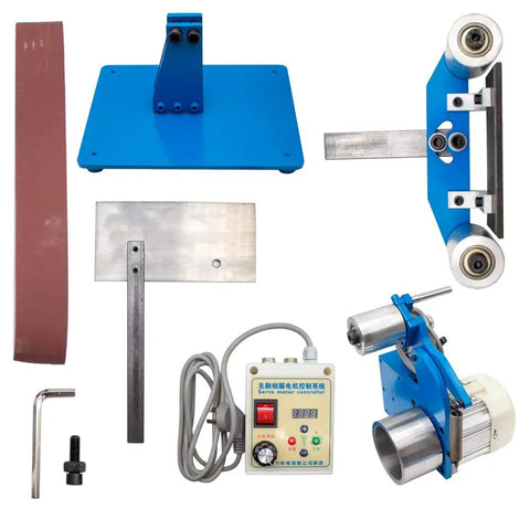 Components of No Fluff 915X50MM Belt Grinder Machine Powered By Beast Mode 750W Brushless Motor for setup and control.