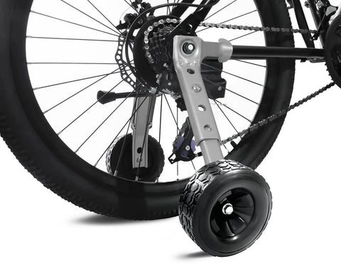 Training Wheels Set For 16 18 20 22 24 Inch Bikes With Steel Adjustable Bracket And Hardware Pack Installed on Bicycle