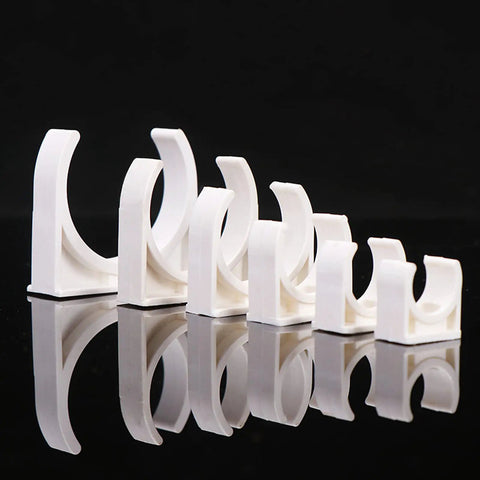 U Shaped PVC Pipe Clamps 50mm 2 Inch White 20 Pack Durable Pipe Clips for Securing 50mm Pipes on black background