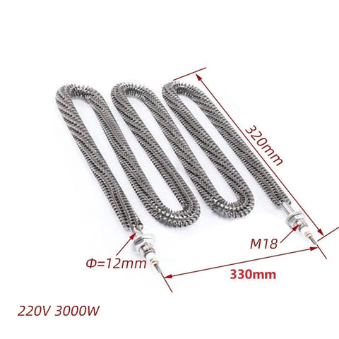 Straight Up Heavy Duty 220v Finned Heating Element Electric Fin Heater 220V 3000W with stainless steel coils.