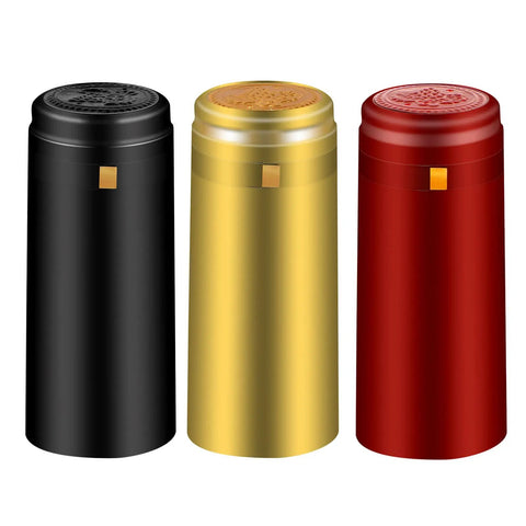 Premium PVC Heat Shrink Wine Bottle Capsules 120 Count Black Red Gold Cork Seal Wrap For Cellars And Home Wineries