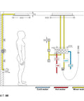 Installation diagram for Top Shelf Thermostatic Rainfall Shower Setup With LED Wall Mount Handle And Dual Spray Handheld.