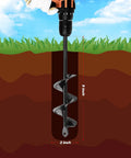 2 Inch Diameter 9 Inch Length Auger Drill Bit For Fast Planting In The Garden Spiral Planter For Bulbs Three Eighths Hex Drive