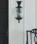 Three Light Outdoor Wall Mount Sconce In Matte Black With Pineapple Cut Glass, Traditional Porch Light For Patio Or Entryway, Uses Three 100W Medium Base Bulbs, Durable Outdoor Fixture