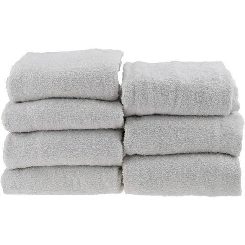 Stack of Virgin Terry Cotton Towels White 40 Inch Long 20 Inch Wide Box Pack 5 Lb Absorbent Bath Towels Medium Lint Soft Durable.