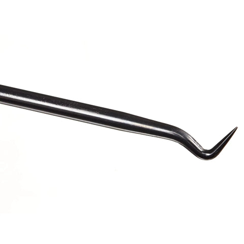 CatsPaw Mini Hook And Pick Set Chrome-Vanadium 4-Piece tool close-up on curved metal hook for precision and automotive use.