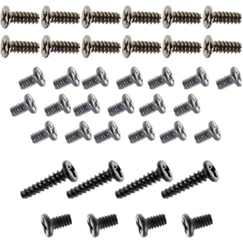 Must Have Game Console Screw Repair Kit Full Replacement Set With Triwing Bits in metal, assorted screws on white background