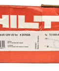 Box of Heavy Duty Supply Cord TE 1000 AVR 120V 5m for Drilling and Demolition Work, shown with brand labeling