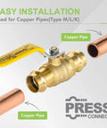 10 Pack 3/4-Inch Press X Press Propress Ball Valve Set With EPDM O-Ring Lead-Free Brass 1/4-Turn Full Port Shut Off for Copper Pipes