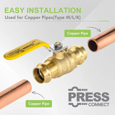 10 Pack 3/4-Inch Press X Press Propress Ball Valve Set With EPDM O-Ring Lead-Free Brass 1/4-Turn Full Port Shut Off for Copper Pipes