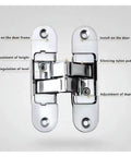 Hidden Cross Hinge For Wooden Doors Invisible Door Hardware 3D Adjustable 180 Degree Flat Folding Concealed Left Large Hinge