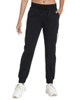 Women's Lightweight Hiking Joggers With Quick Dry Fabric, Breathable Outdoor Pants With Pockets For Camping, Travel, And Everyday Adventure, Trail Ready, Black, Size Small, front view