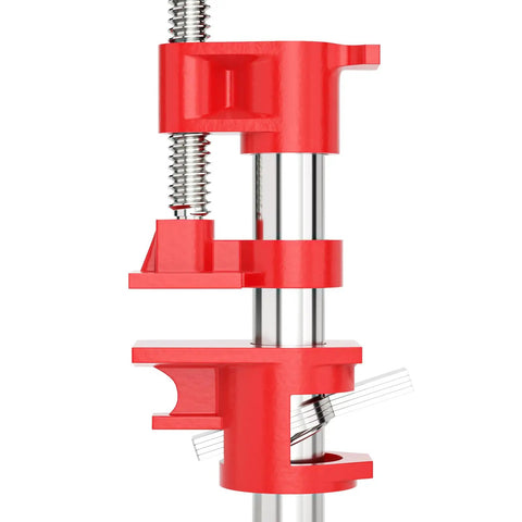 Heavy Duty Three Quarter Inch Pipe Clamp Set Two Pack With Quick Release Cast Iron Jaws For Woodworking Projects In The Shop Construction And Home Improvement Tasks Workhorse Performance, red 3/4-inch pipe clamp on pipe