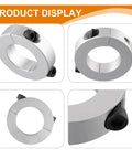 Double Split Shaft Clamp Collar 45mm 60mm Fits Drive System Secure Anti Rust Lock No Tools Needed Easy Install Fits Hard Soft Shaft Types Built Tough For Heavy Duty Use In Shop Or Garage Ensuring Best Performance And Totally Nails The Job Done. Carbon steel split collar, 45mm bore, shown from multiple angles