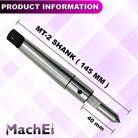 MT2 Morse Taper Shank Spring Loaded Center Tap Guide Tool Runs Smooth As Butter And Hits The Sweet Spot For Flawless Thread Alignment On Any Lathe Mill Or Jig Bore Without Breaking Your Budget Or Your Taps, showing 145mm length.