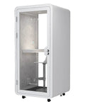 Mobile Soundproof Phone Booth With Soft Led Glow And Built In Usb Ports Compact Acoustic Work Pod For Quick Zoom Meetings.