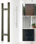 Heavy Duty 47 Inch Push Pull Door Handle In Antique Bronze, Real SUS 304 Stainless Steel With Solid Standoffs For Front Doors, Barn Doors, And Glass Shower Doors, Built Tough, Easy Install, Built To Last.