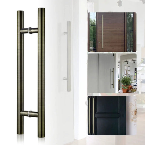 Heavy Duty 47 Inch Push Pull Door Handle In Antique Bronze, Real SUS 304 Stainless Steel With Solid Standoffs For Front Doors, Barn Doors, And Glass Shower Doors, Built Tough, Easy Install, Built To Last.