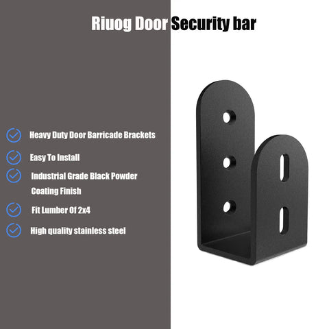Heavy Duty U Bracket Door Security Bar For 2x4 Lumber Wall Mount Black Steel Dead Lock Reinforcer 6 Pack side view of black powder-coated bracket