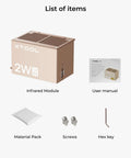 XTOOL infrared laser module in gold metal enclosure; includes user manual, material pack, 2 screws, and hex key.