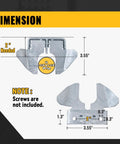 Wall Mount Butterfly Gate Latch For 1-3/8 To 1-5/8 Inch Frames dimensions illustration.