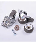 4 Piece Heavy Duty Furniture Casters Set, Soft Rubber Swivel Wheels With White Stems And Silver Rollers, 80kg Capacity shown