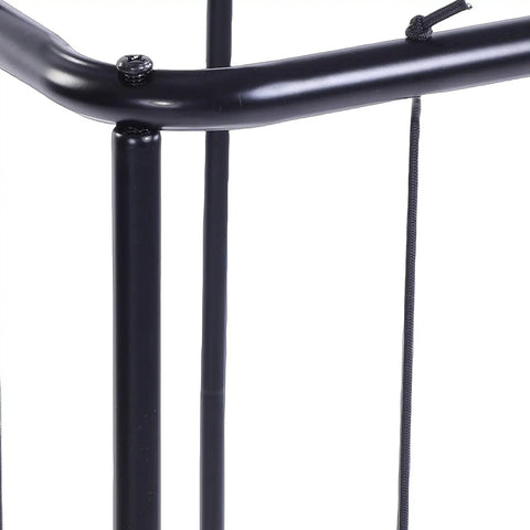Close-up of black steel frame detailing of Heavy Duty Garage Ball Storage Rack Smooth Rolling Sports Organizer Cart.