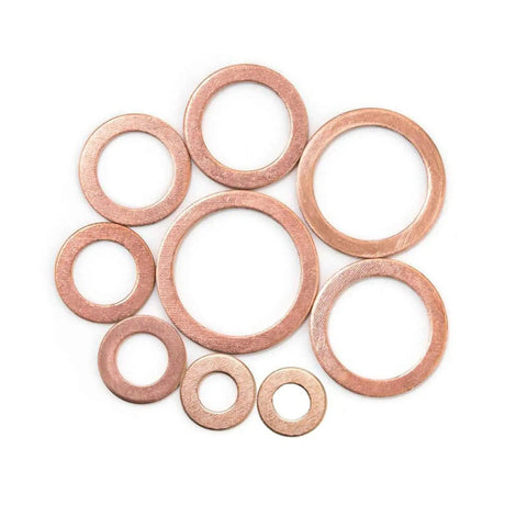 Copper Metric Sealing Washers For Oil Drain Plug 400 Pieces Crush Washer Kit, assorted copper sealing washers in 9 metric sizes