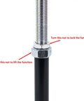 Close-up of adjustable leveling jack showing height adjustment nut and locking mechanism for saggy floor fix.