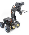PiCar Pro V2 Robot Car Kit With 4 DOF Robotic Arm For Raspberry Pi 5 4 3 Obstacle Avoidance Line Tracking OpenCV Vision Smart Coding Build; black wheeled robot car with camera and gripper