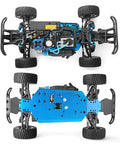 1 To 10 Scale Nitro RC Truck 4WD Off Road Beast For Adults Two Speed Remote Control Car with blue chassis and tires
