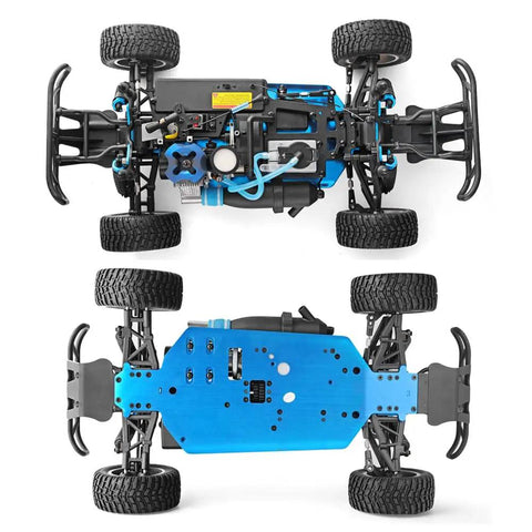 1 To 10 Scale Nitro RC Truck 4WD Off Road Beast For Adults Two Speed Remote Control Car with blue chassis and tires