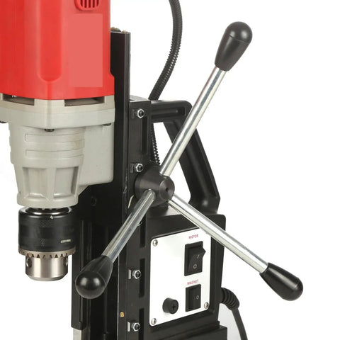 Portable Magnetic Drill Press For Metal Core Drilling And Tapping, strong base with high-speed motor and controls.