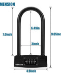 Dimensions of Heavy Duty Bike U Lock With 4 Digit Combination For Bicycle Electric Scooter Motorcycle And Gate Fence Anti Theft Security Lock For Maximum Protection