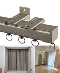 Heavy Duty Ceiling Track System For Bay Windows With Corner Connectors And Roller Glides, for drapes and room dividers.