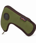 Green canvas Rifle Bolt Holder Pouch Case Cover With Canvas Padding Tough As Nails Anti Rattle Protector for bolts, side view.