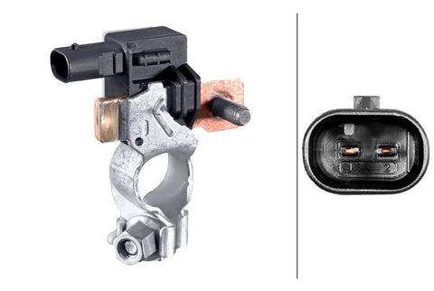 Smart Battery Sensor for Cadillac Chevrolet GMC, compact design, diagnostic plug for monitoring voltage and health.