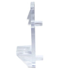Tough As Nails 12 Pack Clear Polycarbonate Cabinet Shelf Support Pins, side view showing heavy duty self-locking design.