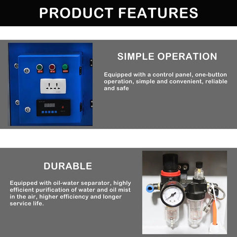 Control panel and oil-water separator of Downdraft Table Dust Collector For Metal Working And Welding Fume Extraction With Multi Stage Purification, Pro Grade Heavy Duty Vacuum For Grinding And Polishing Dust, 31.5 X 47.2 Inches, 220V