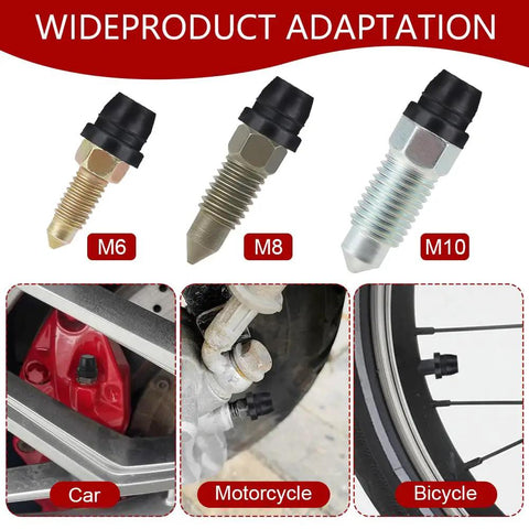 18 Pack Heavy Duty Rubber Brake Bleeder Screw Caps And Durable Grease Fitting Zerk Caps with M6, M8, M10 sizes for cars, motorcycles, bicycles.