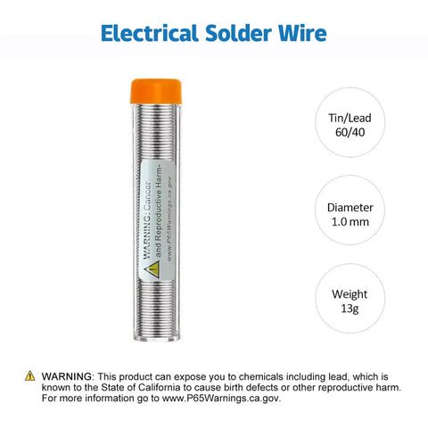 60W 110V Adjustable Temperature Soldering Iron Kit solder wire spool, tin/lead 60/40, 1.0mm diameter, 13g weight
