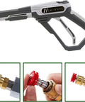 Short Pressure Washer Gun With Heavy Duty 4000 PSI Power Easy Quick Trigger Grip M22 14mm And 15mm Thread Compatibility in use