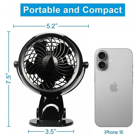 Clip On Fan Battery Operated With 360 Degree Rotation 8 Free AA Batteries Included Quiet USB Or Battery Powered Personal Fan