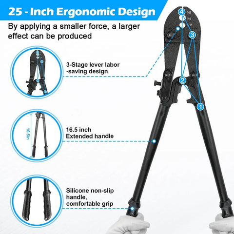 Wire Rope Crimping Tool 25 Inch Go-To Heavy Duty Hand Swaging Tool With ergonomic design and silicone handles for grip