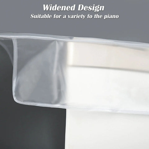 Close-up of Keyboard Dust Cover For 88-Key Digital Pianos And Keyboards showing transparent PEVA material and fit