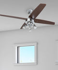 Civa Cool 48 Inch Contemporary Indoor LED Ceiling Fan With Light Pull Chain Dual Mounting Options Four Modern Style Blades